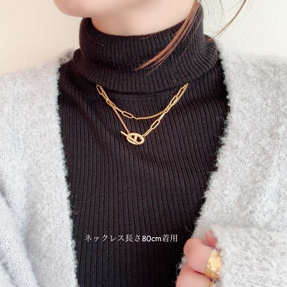 ＊大人気＊アンカーマンテルのゴールドネックレス/春　上品　ラリエット　レイヤード Yロング　サージカルステンレス 3枚目の画像