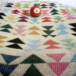 スペイン製ゴブラン織り生地の可愛い幾何学模様のボタンポーチ 8枚目の画像