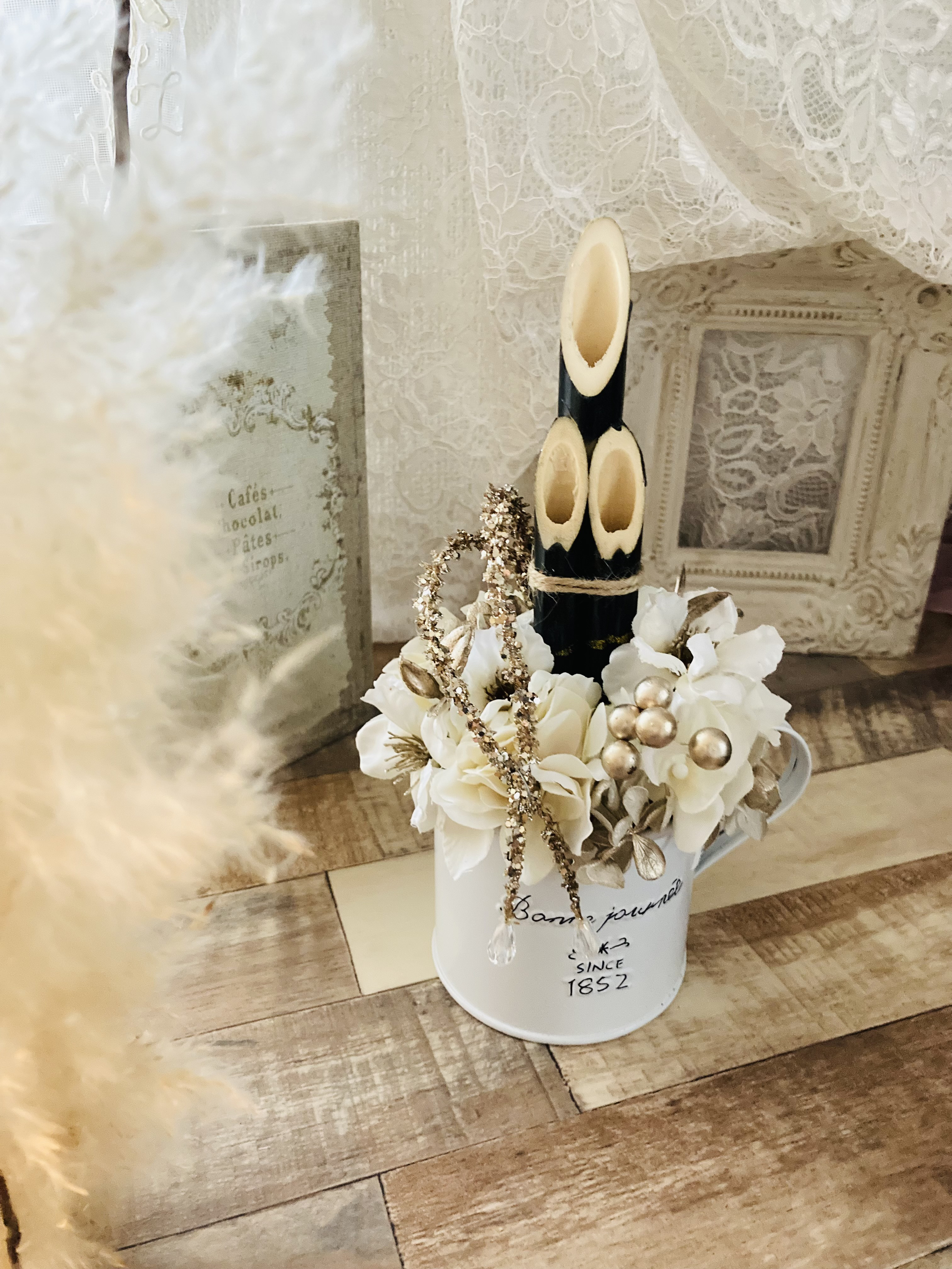 Francfranc ニュアンスパープル ゴールド 248 門松 大 お正月 白