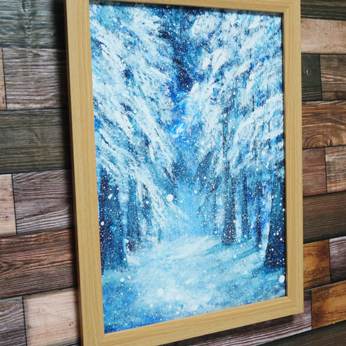 油絵 油彩 絵画 【森の冬】 bce04054661775442109daf755cdd6