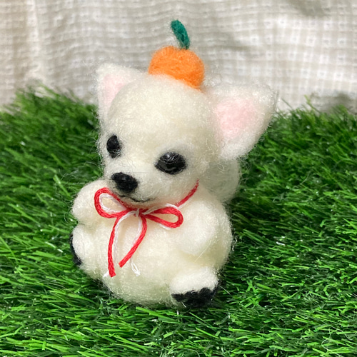 チワワ 白チワワ 羊毛フェルトチワワ お正月 羊毛フェルト doglover