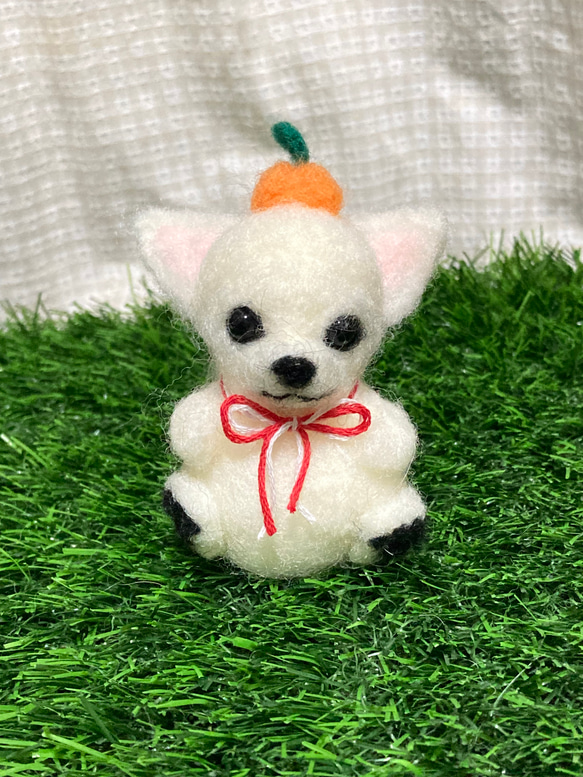 羊毛フェルト☆チワワ☆ハンドメイド （ホワイトチワワ 羊毛