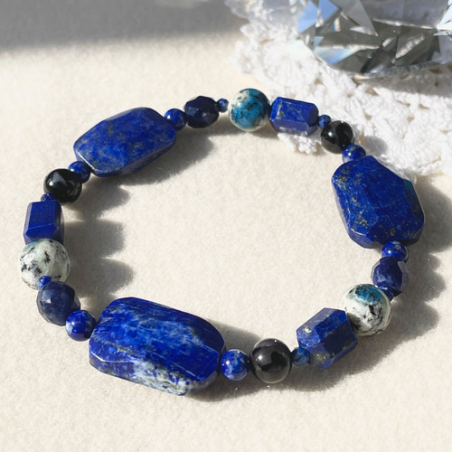 ラピスラズリ+K2アズライト＋ソーダライトのブレスレット lpl-b-2312