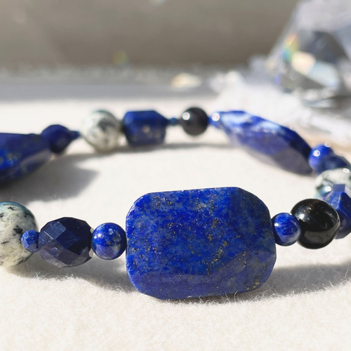 ラピスラズリ+K2アズライト＋ソーダライトのブレスレット lpl-b