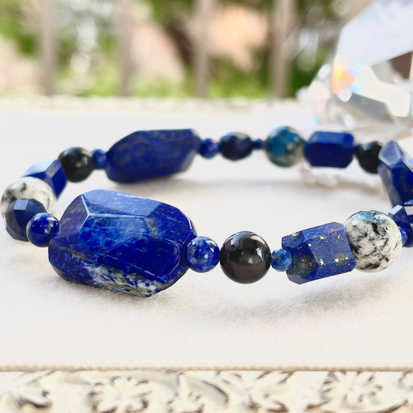 ラピスラズリ+K2アズライト＋ソーダライトのブレスレット lpl-b-2312