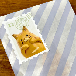 【猫好きさんに】Hachinocoチビ猫オブジェ切手風シール　2枚セット 3枚目の画像