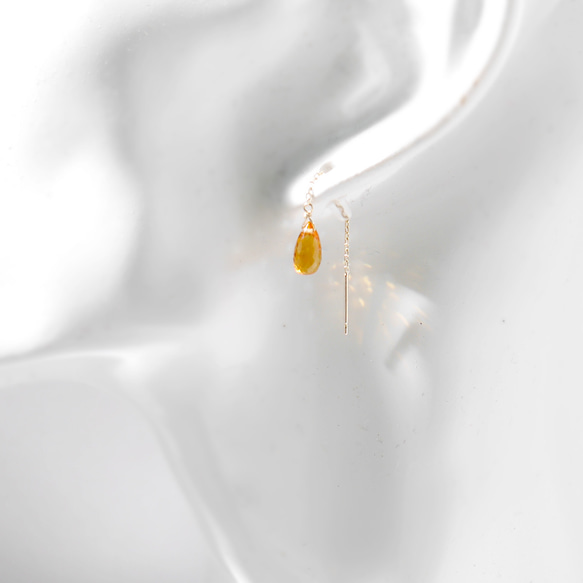 #982 K10 精選白蘭地黃水晶短鏈耳環 第4張的照片
