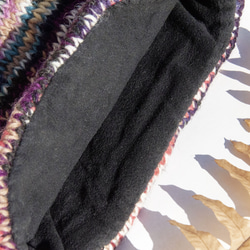 手編みウールスカーフ/ニットスカーフ/かぎ針編みストライプスカーフ/手編みスカーフ - ブルーベリーグラデーションボヘミアンメリ 4枚目の画像