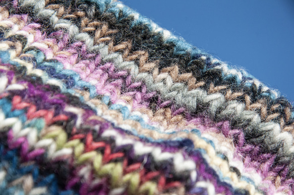 手編みウールスカーフ/ニットスカーフ/かぎ針編みストライプスカーフ/手編みスカーフ - ブルーベリーグラデーションボヘミアンメリ 9枚目の画像