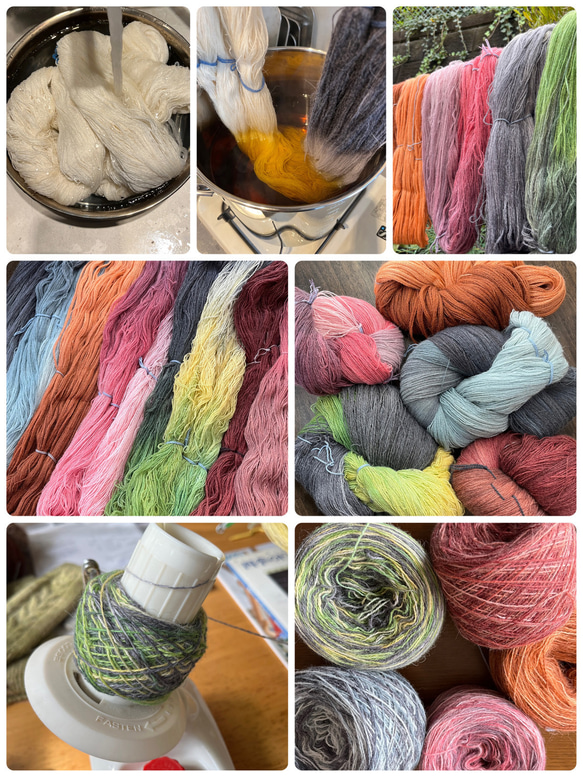手染め毛糸 silkwool マフラーカラフル手編み　柔らかく暖かい シルクウールオリジナル プレゼント 4枚目の画像