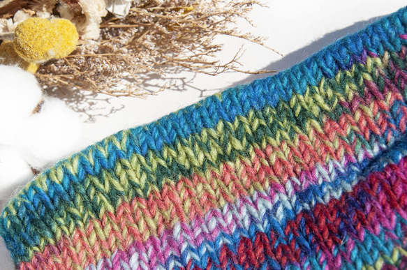 手編みウールスカーフ/ニットスカーフ/かぎ針編みストライプスカーフ/手編みスカーフ - ストロベリーグラデーションボヘミアンメリ 6枚目の画像