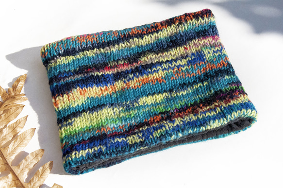 手編みウールスカーフ/ニットスカーフ/かぎ針編みストライプスカーフ/手編みスカーフ - ブルースカイグラデーションボヘミアンメリ 1枚目の画像