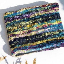 手編みウールスカーフ/ニットスカーフ/かぎ針編みストライプスカーフ/手編みスカーフ - ブルースカイグラデーションボヘミアンメリ 1枚目の画像