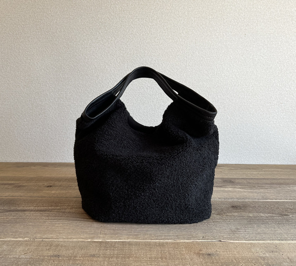 くたくたBag　もこもこ黒 3枚目の画像