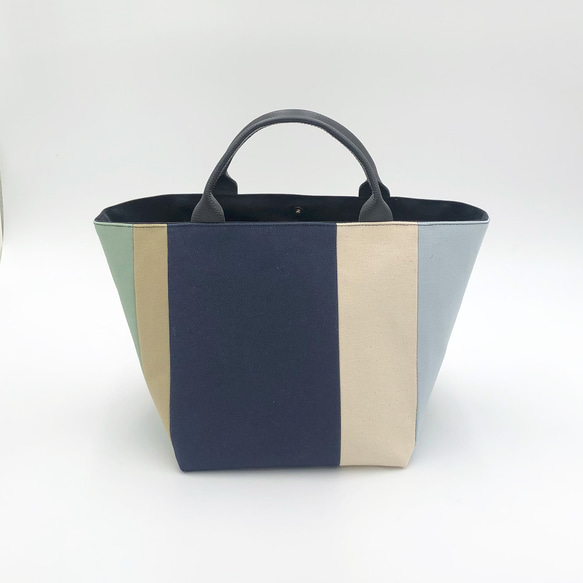 《1点のみ》大人のための帆布トート【マルチカラーネイビー系】 2枚目の画像