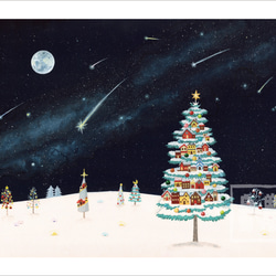 アクリル画　原画　「星降る夜のクリスマス03」額縁付　F3サイズ　キャンバス クリスマス 絵画 のおすすめ人気通販｜Creema(クリーマ) 国内