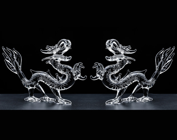 龍　水晶 水晶龍 龍ペア クリア龍 大サイズ その他インテリア雑貨 tezukuri888