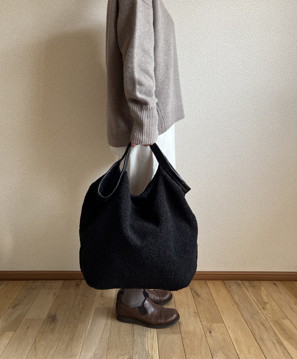 でかくたBag　もこもこ黒 6枚目の画像