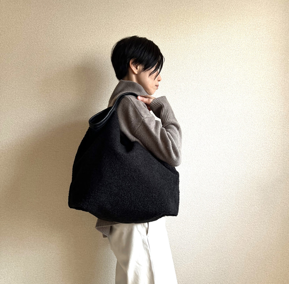 でかくたBag　もこもこ黒 2枚目の画像