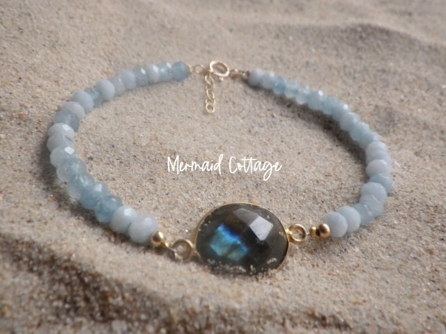 ヴェルメイユフレーム⭐︎ラブラドライトのブレスレット　*14kGF*