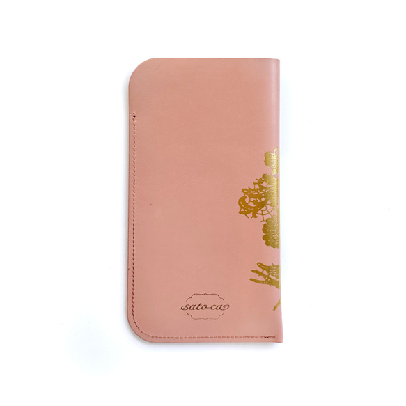 牛皮眼鏡盒燙金植物花邊圖案蝴蝶 ~petit jardin~ Malmaison 粉紅色 第2張的照片