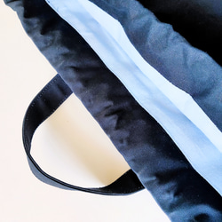 １１号帆布　ネイビー✕イエロー　ナップサック変更可　体操着入れ　男の子　レッスンバッグ　とお揃い 4枚目の画像