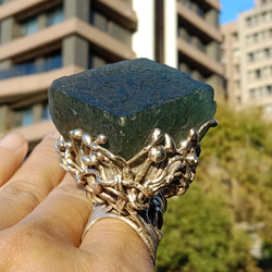 螢石原礦手工銀戒 純銀戒指~ 「立方」~ Fluorite Mineral Silver Ring 第16張的照片