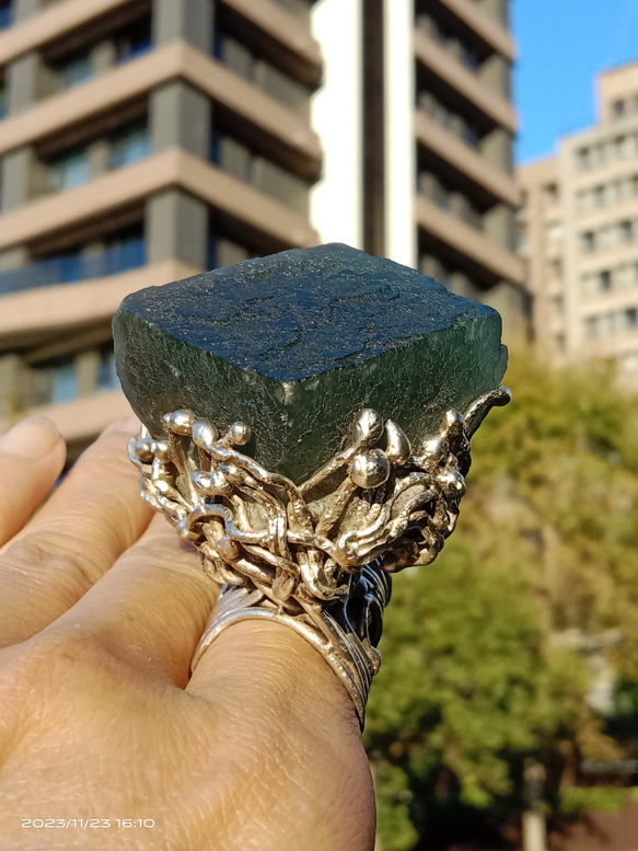 螢石原礦手工銀戒 純銀戒指~ 「立方」~ Fluorite Mineral Silver Ring 第16張的照片