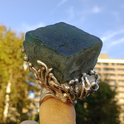 螢石原礦手工銀戒 純銀戒指~ 「立方」~ Fluorite Mineral Silver Ring 第10張的照片