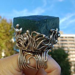 螢石原礦手工銀戒 純銀戒指~ 「立方」~ Fluorite Mineral Silver Ring 第12張的照片