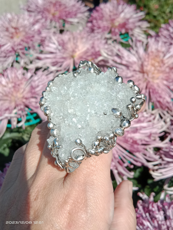 魚眼石原礦手工銀戒純銀戒指~「璀璨」~ Apophyllite Mineral Silver Ring 第18張的照片