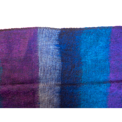 青x紫ストライプ、手織りカシミア、ミニスカーフ 152x28cm MOMOZONO archive 5枚目の画像
