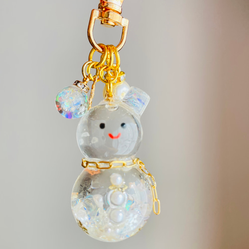 透明な雪だるま オイルシェイカーキーホルダー 真珠ボタンver. その他