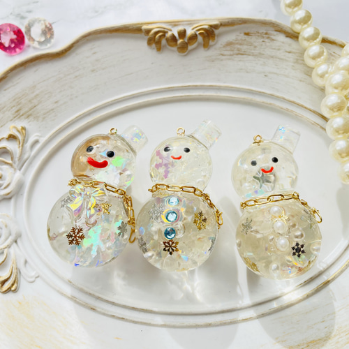 透明な雪だるま オイルシェイカーキーホルダー リボンver. その他