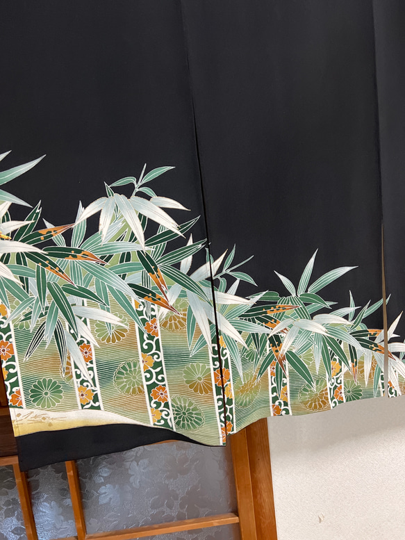 竹、縁起物、お部屋に楽しい事ー着物リメイクーのれん！ 6枚目の画像