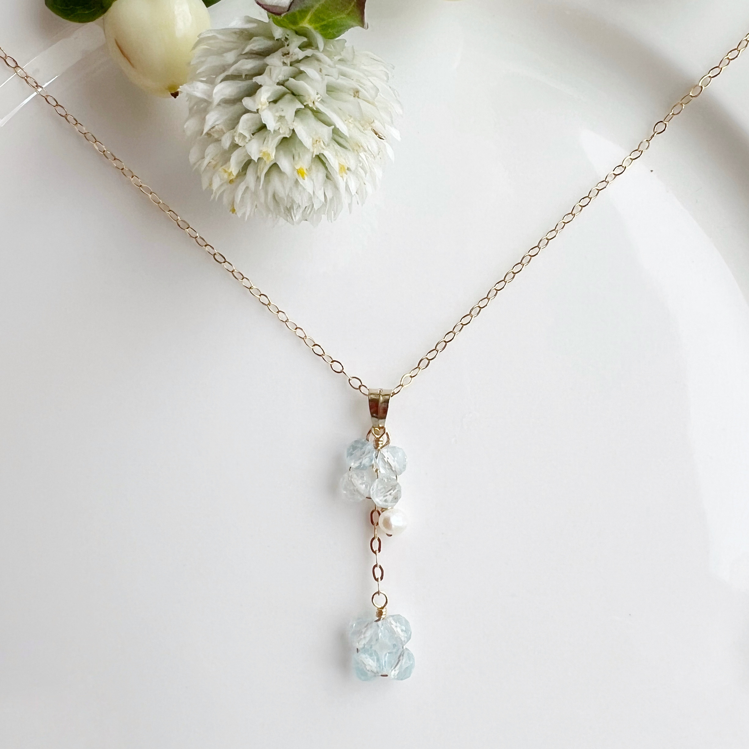 カランコエ 14KGF ブルートパーズ ネックレス