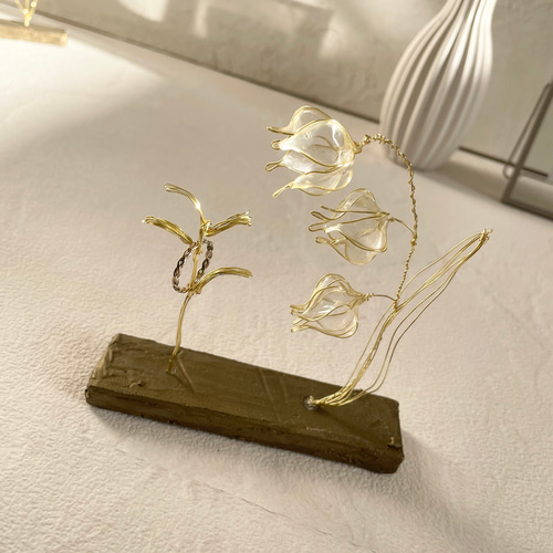 ディップアート すずらんのリングツリー ワイヤークラフト 立体