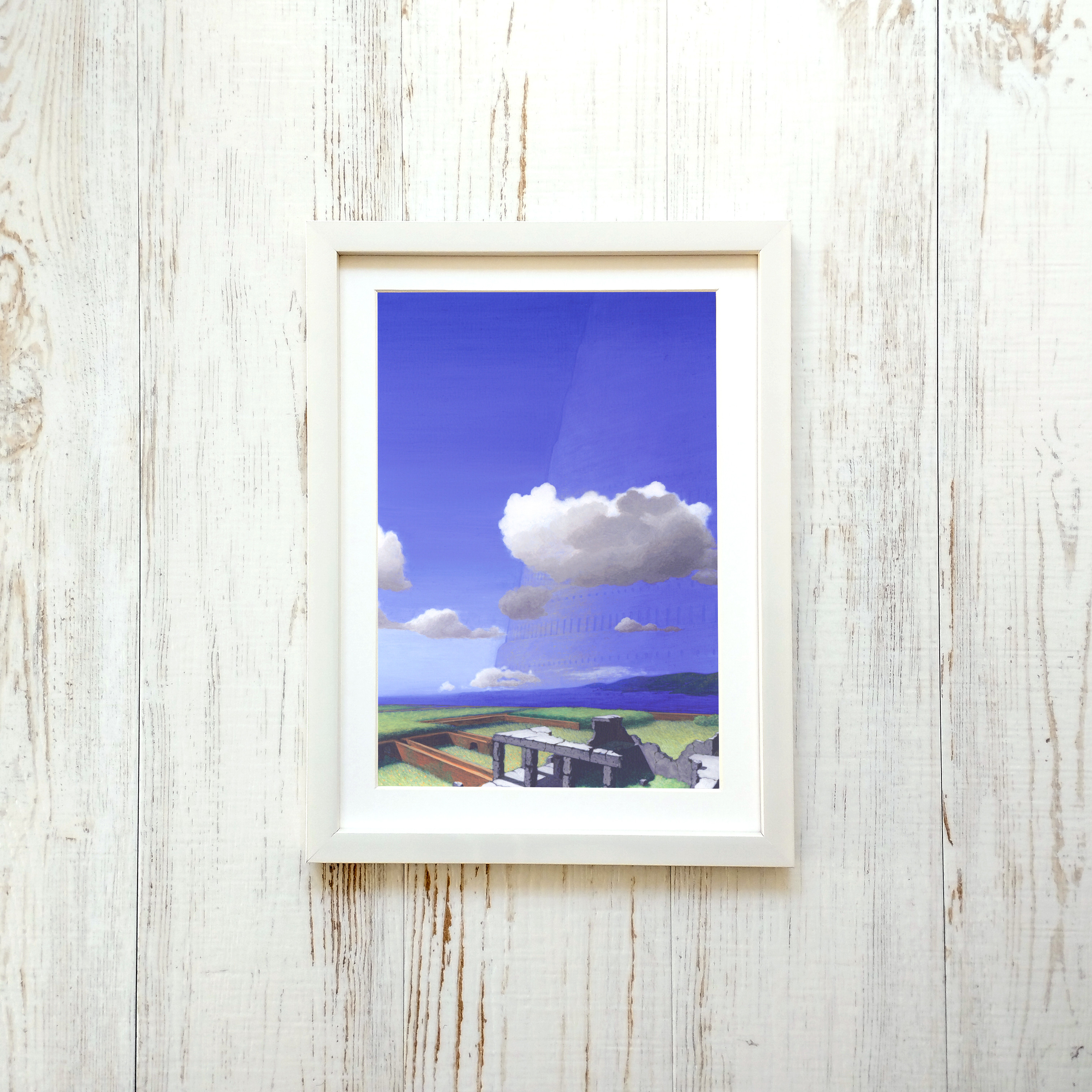 パステル画（原画）朝日。 絵画