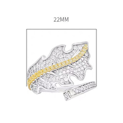リーフ ゴールド パヴェ 高炭素ダイヤモンド キラキラ ゴージャス ラグジュアリー白 ホワイト 指輪 リング レトロ 13枚目の画像