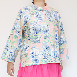 チャイナカラーブラウス ピンク　シノワズリな衿元　ゆったりデザイン 香港迷 1枚でキマるおしゃれ感が◎ 10枚目の画像
