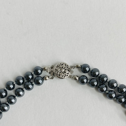 ガラスパールオールノット2連ネックレス/6mm約40cm43cm/ガンメタル/R/made in japan 4枚目の画像