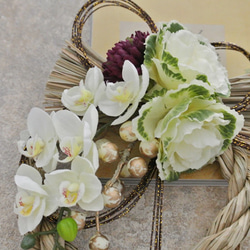 一点物☆葉牡丹と胡蝶蘭のお正月飾り 2枚目の画像