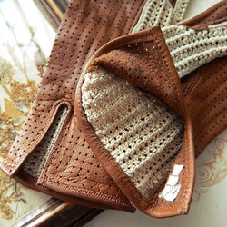 ＊ヴィンテージの素敵なグローブ　手袋 クロッシェ ニッティング 革 レザー 7枚目の画像