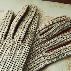＊ヴィンテージの素敵なグローブ　手袋 クロッシェ ニッティング 革 レザー 6枚目の画像