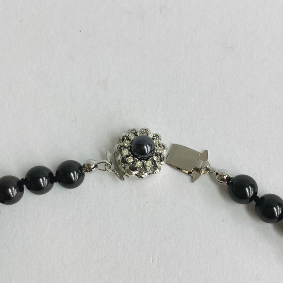 ガラスパールオールノットネックレス/6mm約42cm/マルーンブラック/R/made in japan 5枚目の画像