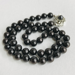 ガラスパールオールノットネックレス/6mm約42cm/マルーンブラック/R/made in japan 4枚目の画像