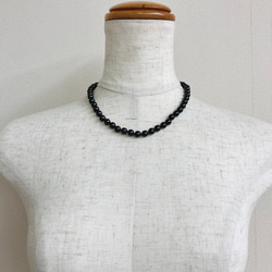 ガラスパールオールノットネックレス/6mm約42cm/マルーンブラック/R/made in japan 8枚目の画像