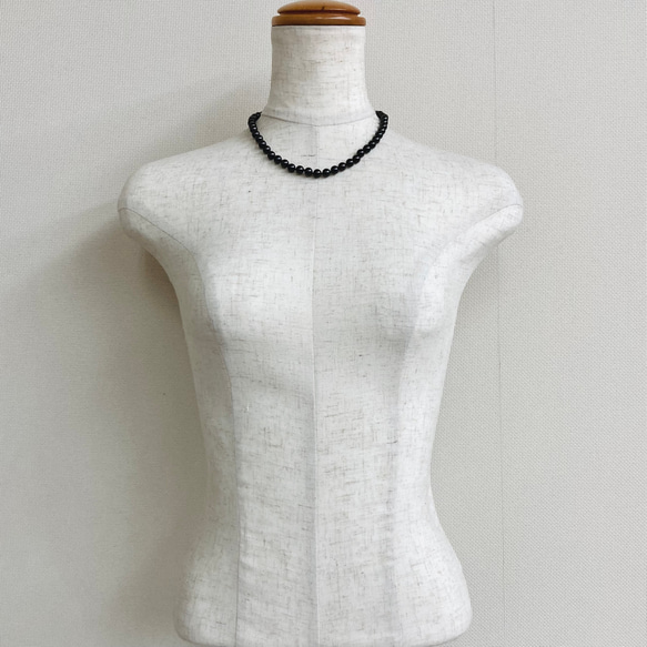 ガラスパールオールノットネックレス/6mm約42cm/マルーンブラック/R/made in japan 7枚目の画像