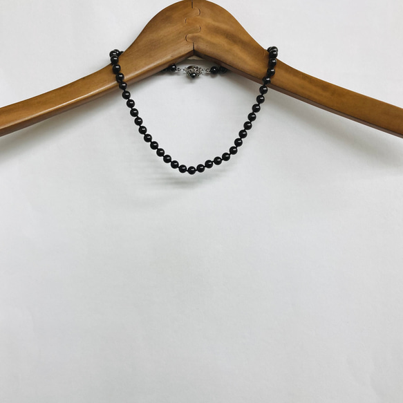 ガラスパールオールノットネックレス/6mm約42cm/マルーンブラック/R/made in japan 6枚目の画像