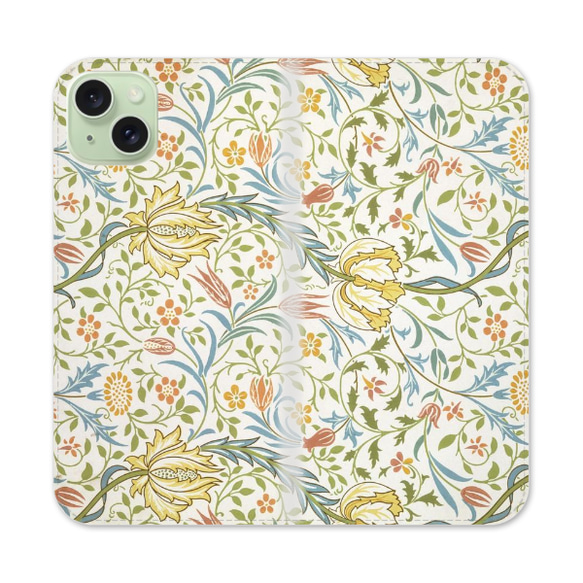 [使用高清圖像的莫里斯圖案的最大選擇] iPhone 外殼 William Morris 筆記本型無腰帶 Flora 第4張的照片